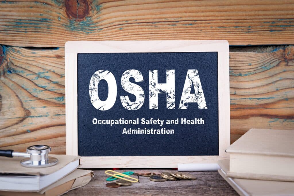 Sign depicting what the OSHA acronym means for a small business who is being asked to become Veriforce vertified.