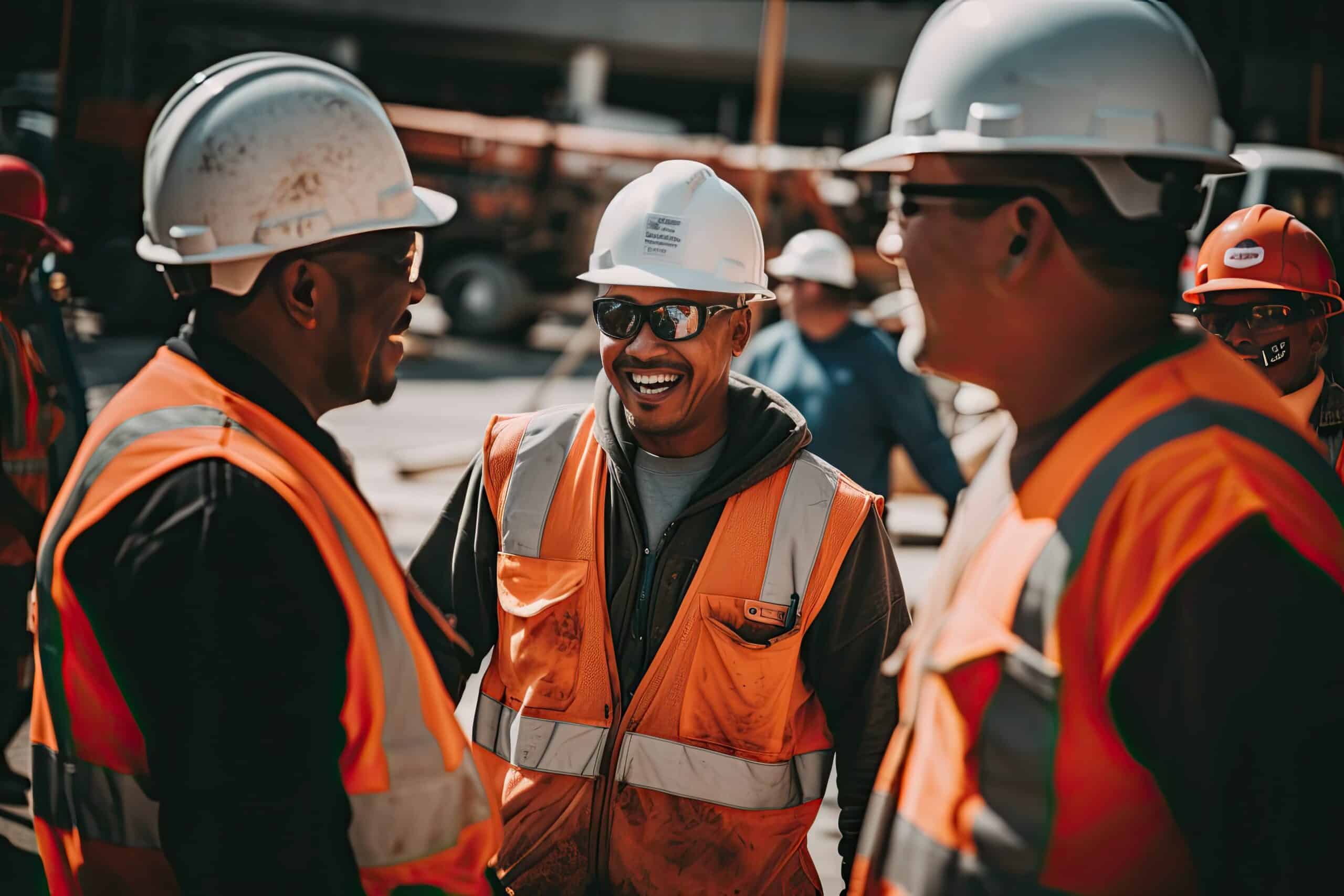 Positive and motivated construction crew on a building project after landing a hiring client because they got Veriforce certified.
